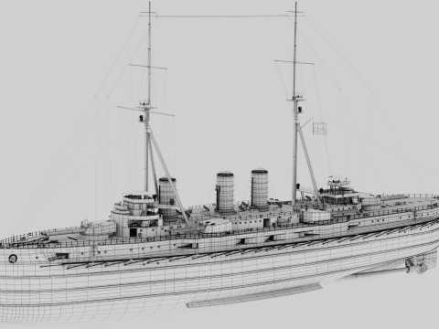 IJN Kawachi Japanese Battleship Modèle 3D