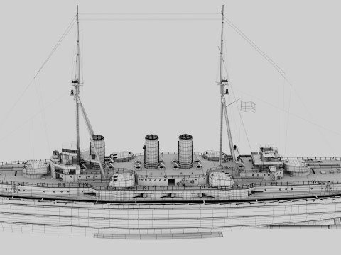 IJN Kawachi Japanese Battleship Modèle 3D