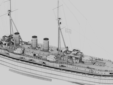 IJN Kawachi Japanese Battleship Modèle 3D