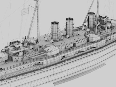 IJN Kawachi Japanese Battleship Modèle 3D