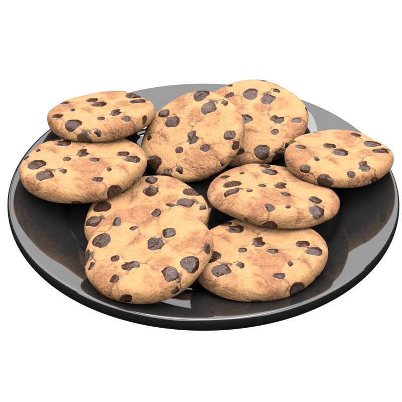Soft Chocolate Chip Cookies 3D 모델 .c4d .max .obj .3ds .fbx .stl .blend