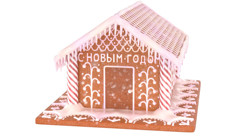 Gingerbread House for New Year 3D Model .c4d .max .obj .3ds .fbx .stl .blend 