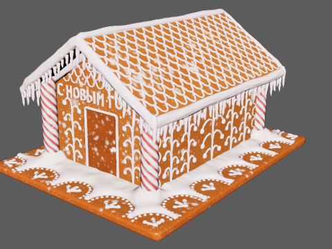 Gingerbread House for New Year 3D Model