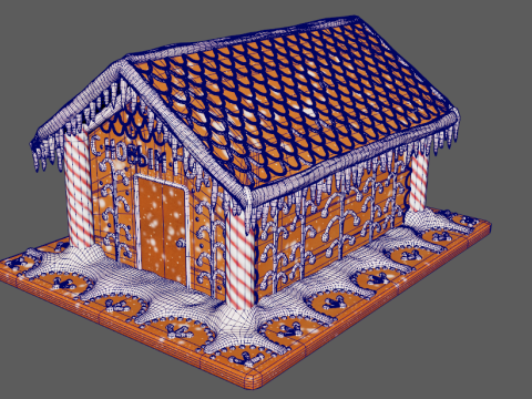 Gingerbread House for New Year 3D Model
