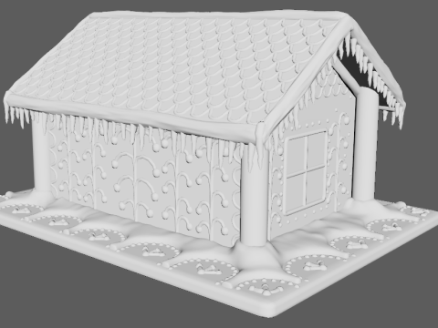 Gingerbread House for New Year 3D Model