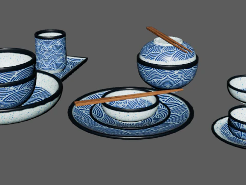 Decorative Tableware Set 1 3D Model