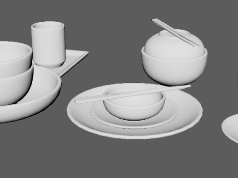 Decorative Tableware Set 1 3D Model