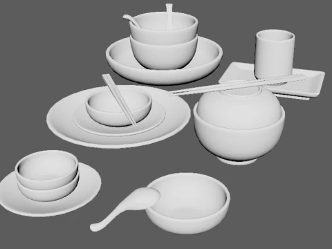 Decorative Tableware Set 1 3D Model