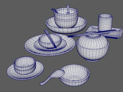 Decorative Tableware Set 1 3D Model