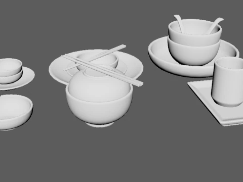 Decorative Tableware Set 1 3D Model
