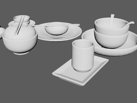 Decorative Tableware Set 1 3D Model