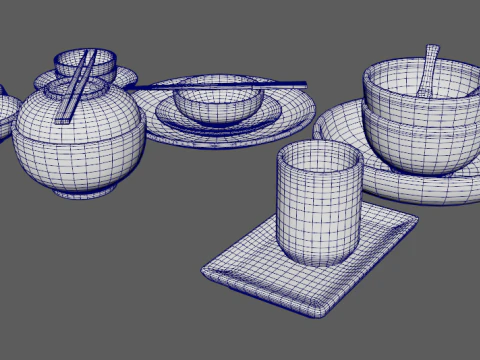 Decorative Tableware Set 1 3D Model