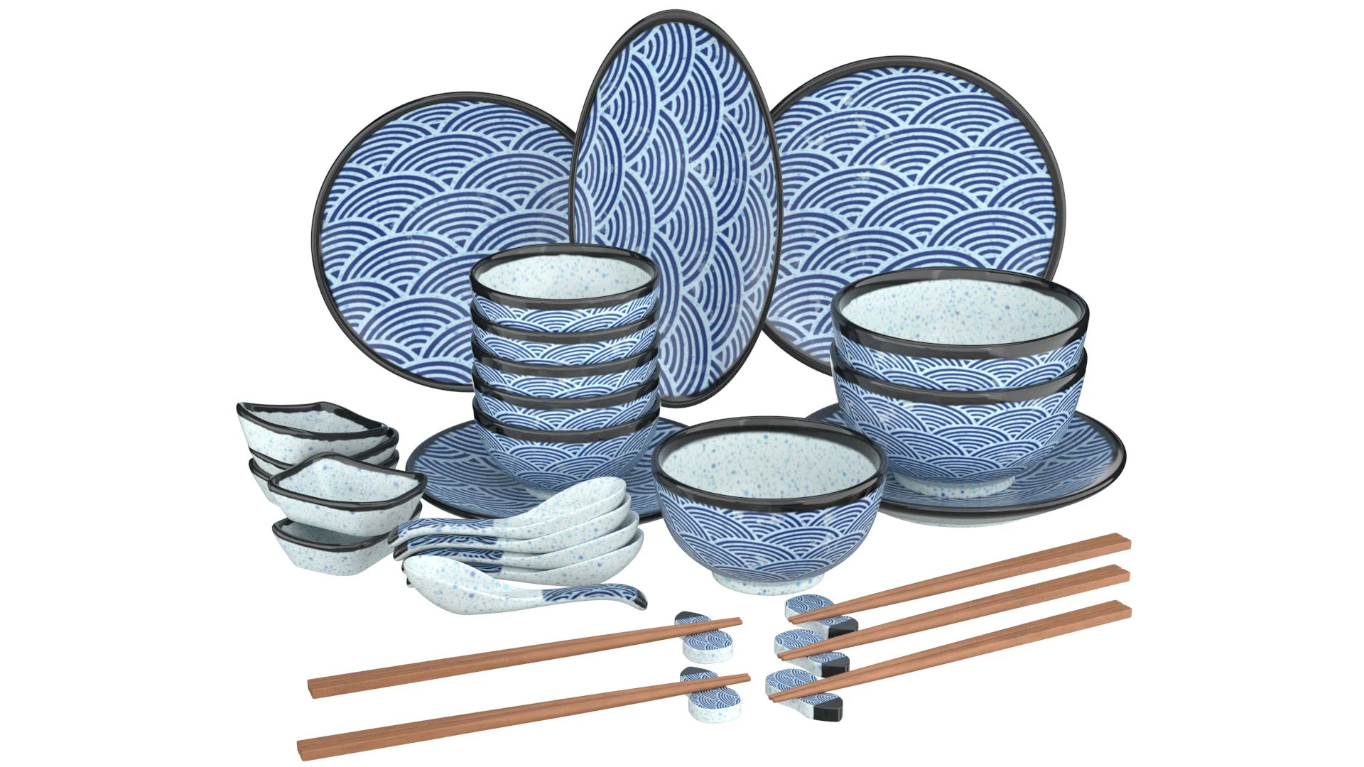 Decorative Tableware Set 2 3D Model .c4d .max .obj .3ds .fbx .stl .blend 