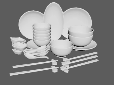Decorative Tableware Set 2 3D Model