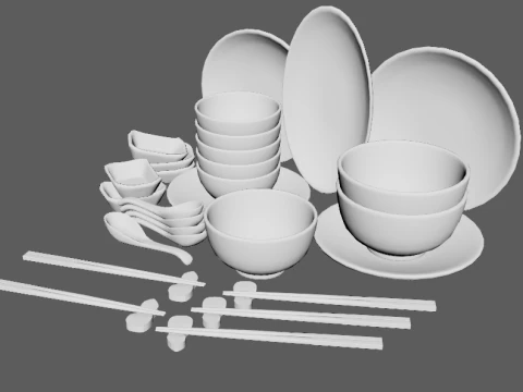 Decorative Tableware Set 2 3D Model