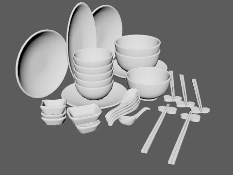 Decorative Tableware Set 2 3D Model