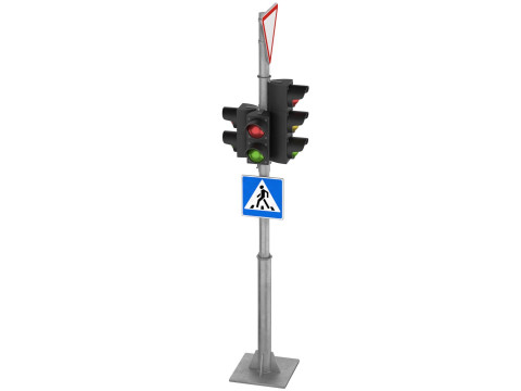 Traffic lights and road signs 1 Modello 3D