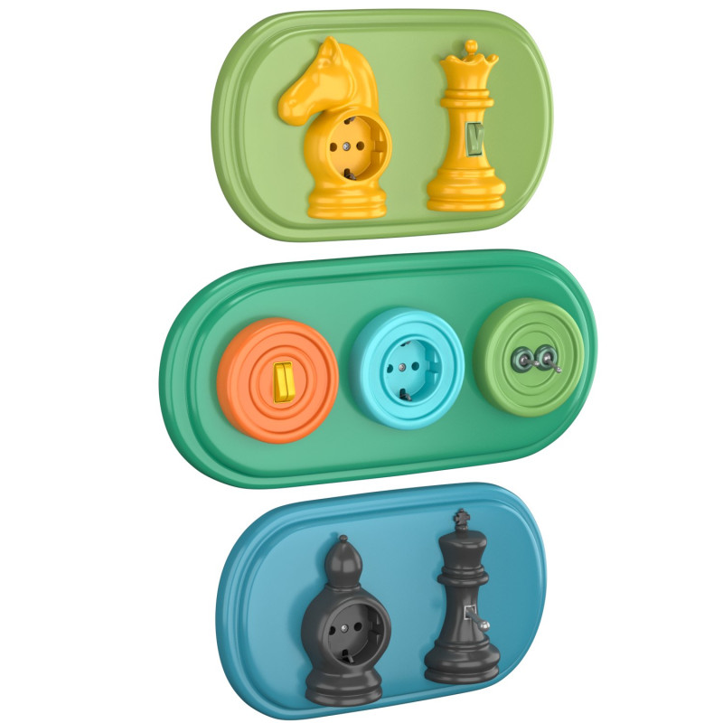 Sockets and Switches in the Shape of Chess and Checkers Pieces 3D Модель .c4d .max .obj .3ds .fbx .stl .blend