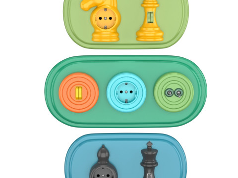 Sockets and Switches in the Shape of Chess and Checkers Pieces 3D Modell