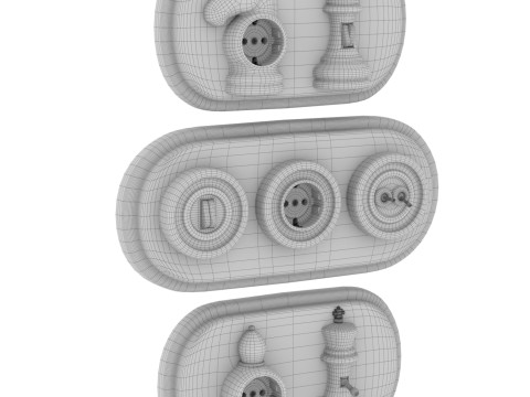 Sockets and Switches in the Shape of Chess and Checkers Pieces 3D Modell