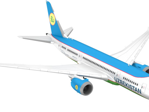 Samolot pasażerski Boeing 787-8 linii Uzbekistan Airways Model 3D