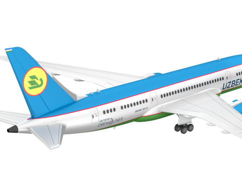 Samolot pasażerski Boeing 787-8 linii Uzbekistan Airways Model 3D