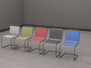 서로 다른 패널로 구성된 의자 5개 세트 3D 모델