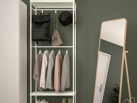 MACKAPAR coat rack with shoe storage unit Model 3D