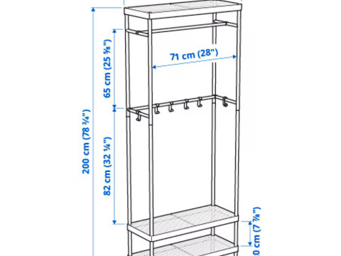 MACKAPAR coat rack with shoe storage unit Model 3D