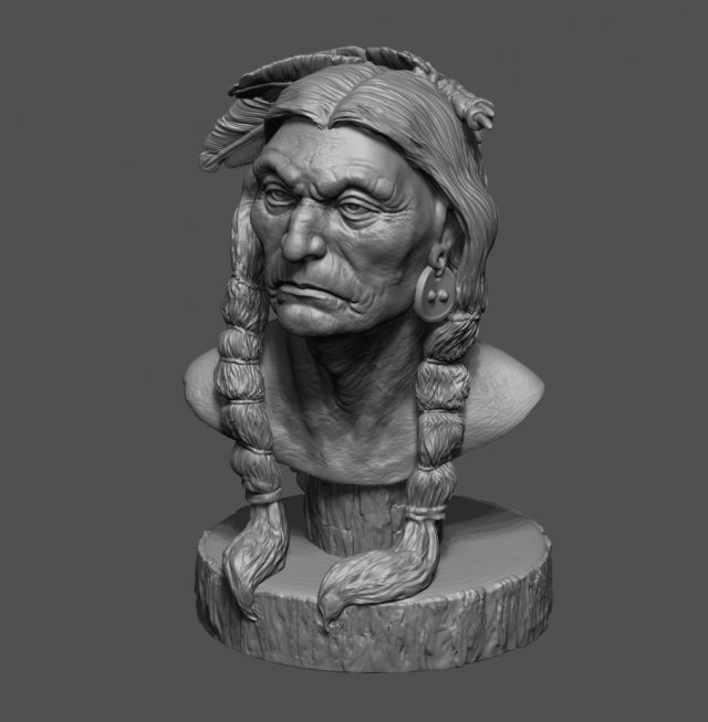 Native American Warrior 3D Baskı Modeli .c4d .max .obj .3ds .fbx .stl .blend