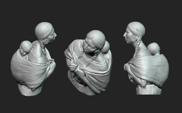 Native American Mother Modelo de Impressão 3D .c4d .max .obj .3ds .fbx .stl .blend 
