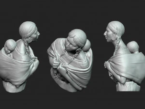 M&atilde;e nativa americana Modelo de Impressão 3D