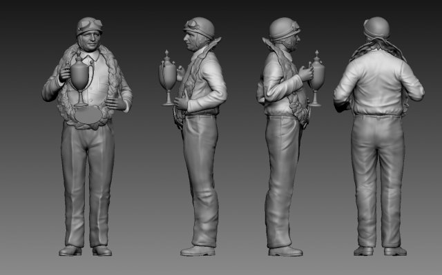 Fangio Car Driver Modello di stampa 3D .c4d .max .obj .3ds .fbx .stl .blend 
