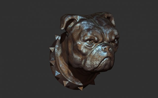 English Bulldog Head 3D Baskı Modeli .c4d .max .obj .3ds .fbx .stl .blend