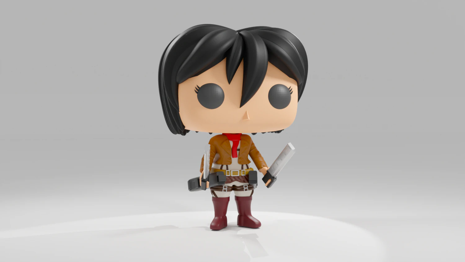 Mikasa Ackerman funko pop from Attack on Titan 3D Print Model .c4d .max .obj .3ds .fbx .stl .blend