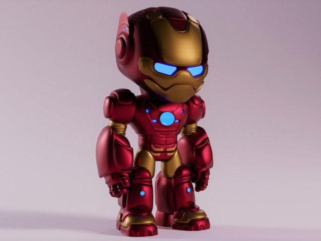 Cute Ironman Fan art 3D Print Model .c4d .max .obj .3ds .fbx .stl .blend
