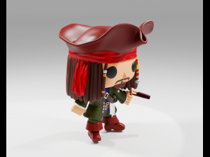 Jack Sprrow Funko Pop from the Pirates of the Caribbean 3D Print Model