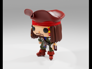 Jack Sprrow Funko Pop from the Pirates of the Caribbean 3D Print Model