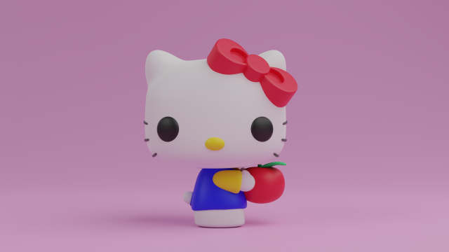 Hello kitty with an apple funko pop 3Dプリントモデル .c4d .max .obj .3ds .fbx .stl .blend 