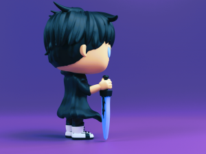 Jin with Demon Kings Longsword Funko Pop from solo leveling Model do druku 3D