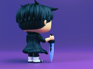 Jin with Demon Kings Longsword Funko Pop from solo leveling Model do druku 3D