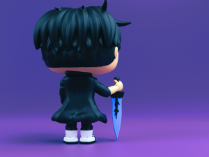 Jin with Demon Kings Longsword Funko Pop from solo leveling Model do druku 3D