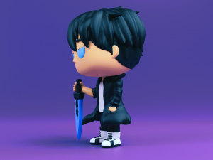 Jin with Demon Kings Longsword Funko Pop from solo leveling Model do druku 3D
