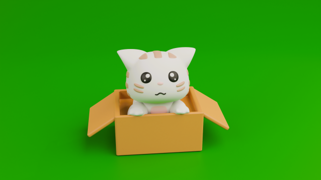 Cute cat in a box 3D Baskı Modeli .c4d .max .obj .3ds .fbx .stl .blend 