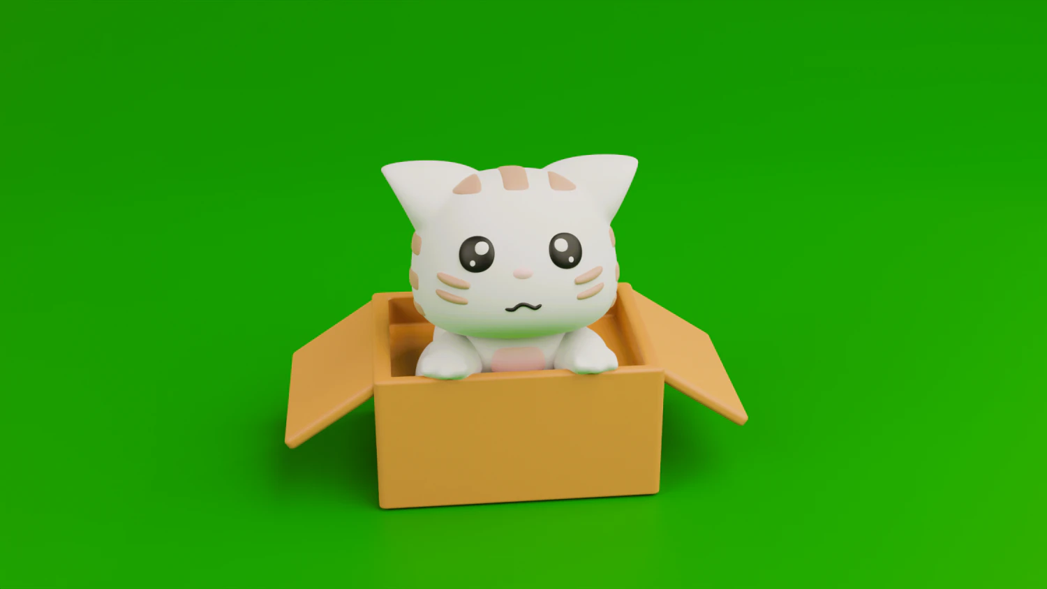 Cute cat in a box 3D Print Model .c4d .max .obj .3ds .fbx .stl .blend 