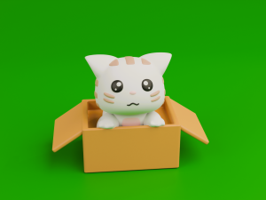 Cute cat in a box 3D Print Model