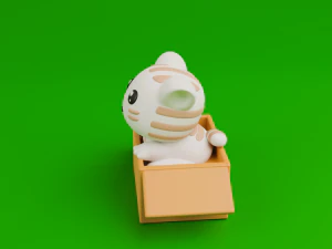 Cute cat in a box 3D Print Model
