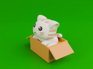Cute cat in a box 3D Print Model