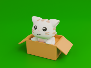 Cute cat in a box 3D Baskı Modeli