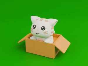 Cute cat in a box 3D Print Model